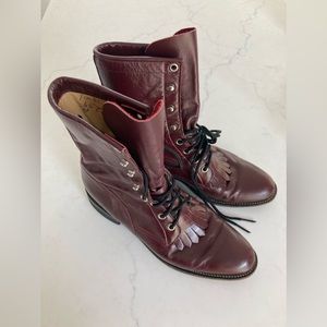 Vintage Justin lace up roper boots